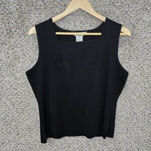 Exclusively Misook Top Womens PXL‎ Petite XL Black Square Neck Sleeveless Blouse